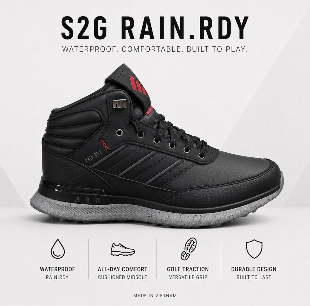 New Adidas S2G Rain.RDY Waterproof Golf Shoes Black Golf Sneakers Size M7/W8